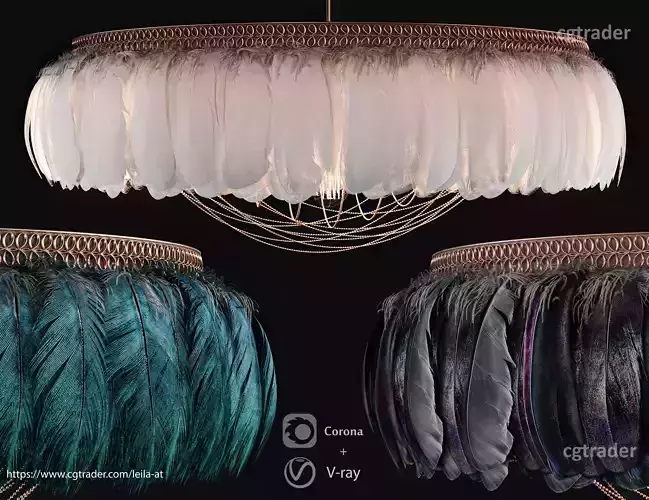 Feathers Modern Chandelier Vray - Corona renderer 3D model