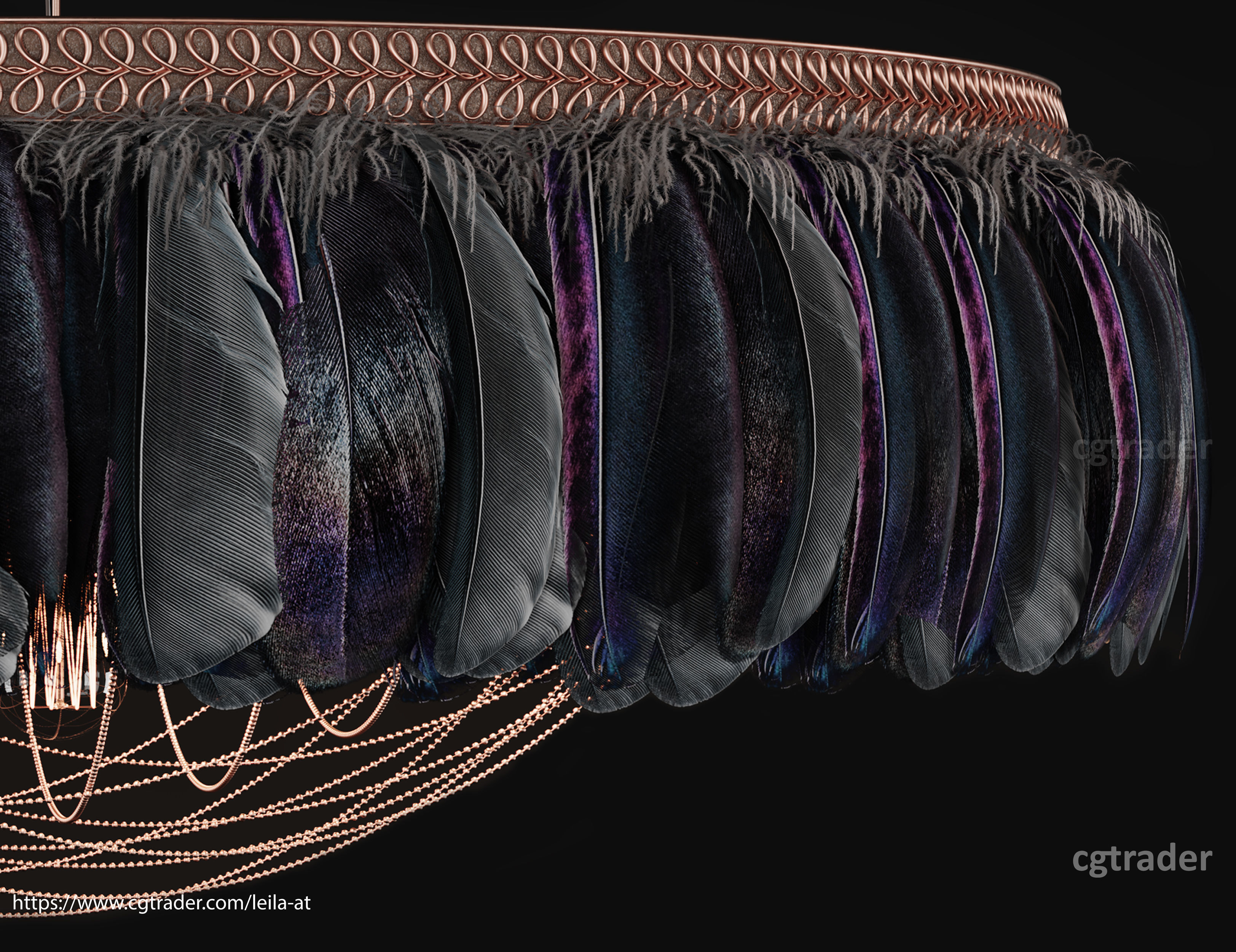 Feathers Modern Chandelier Vray - Corona renderer 3D model_4