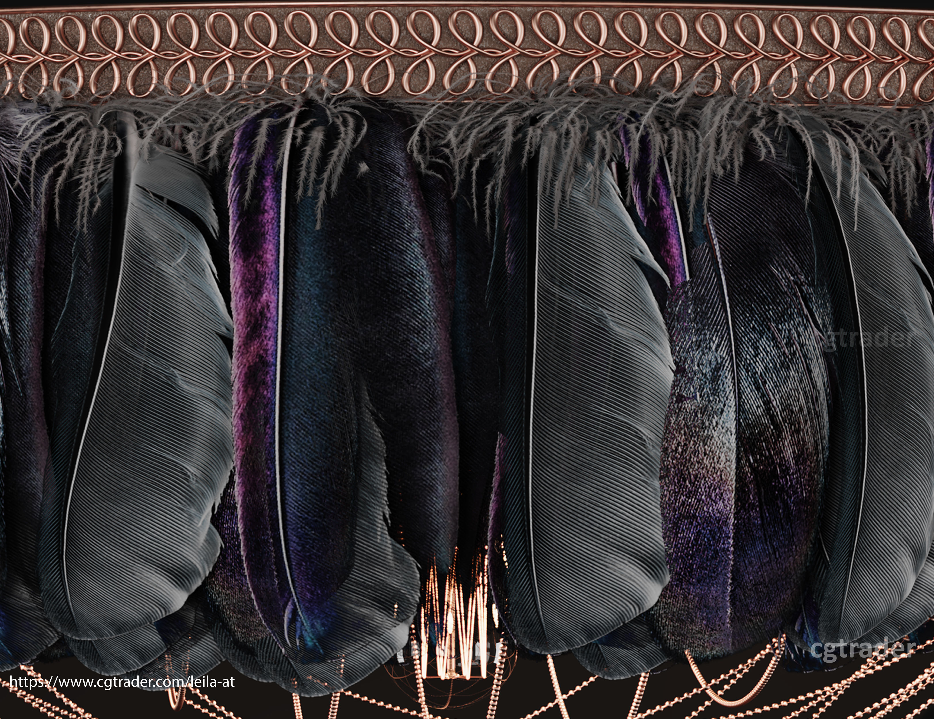 Feathers Modern Chandelier Vray - Corona renderer 3D model_6