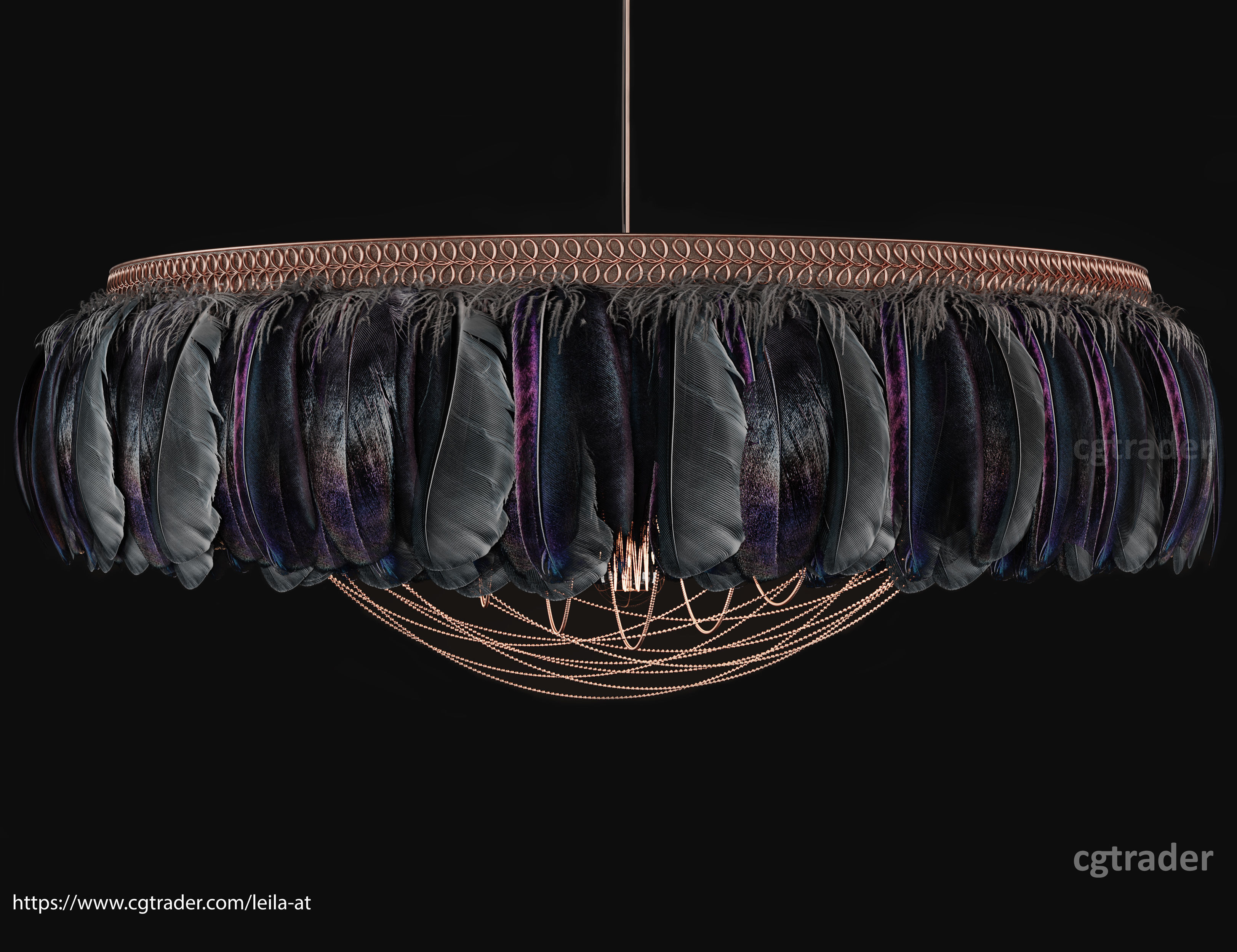 Feathers Modern Chandelier Vray - Corona renderer 3D model_3