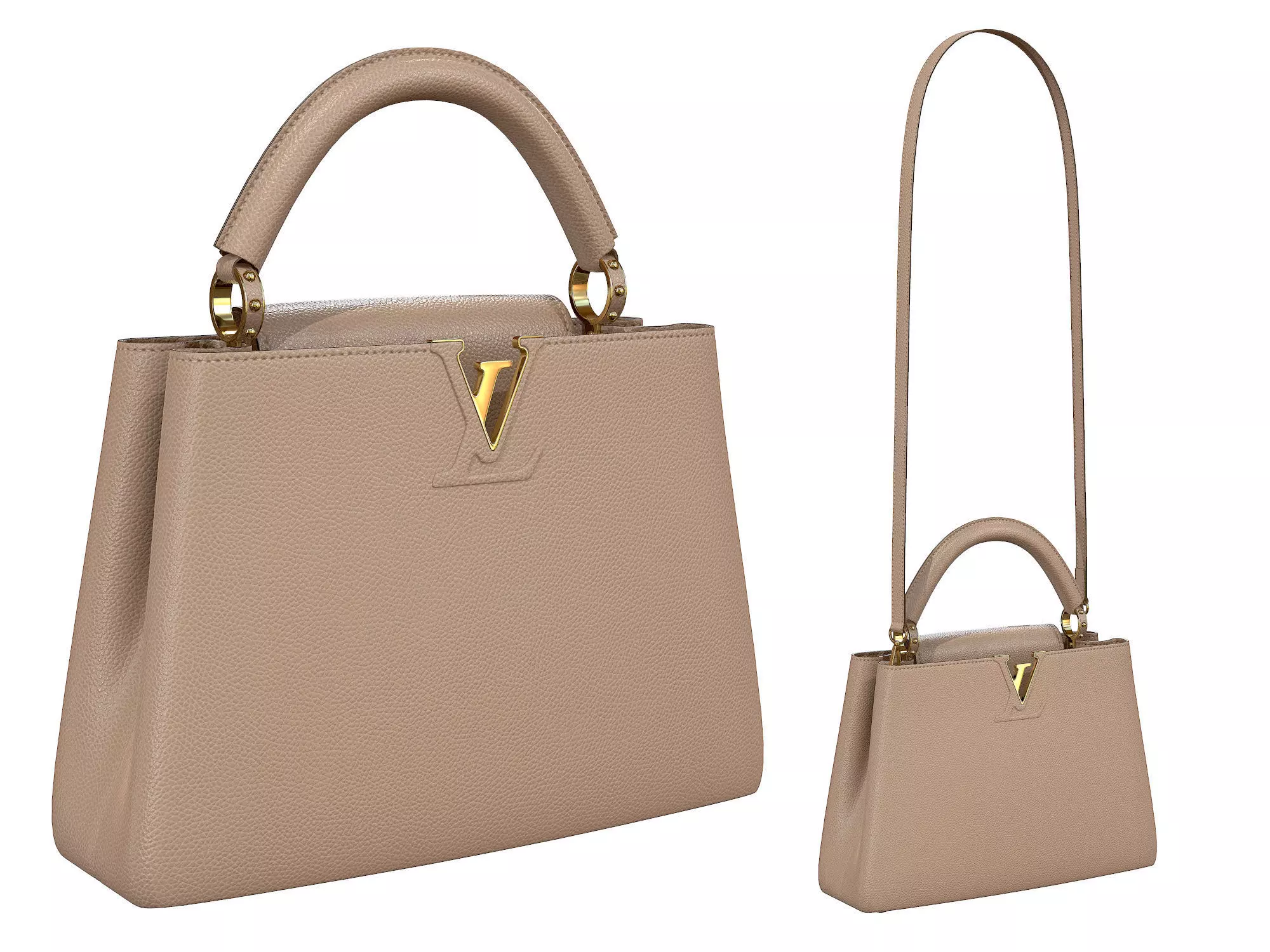 Louis Vuitton bag Capucines Beige Leather 3D model_0