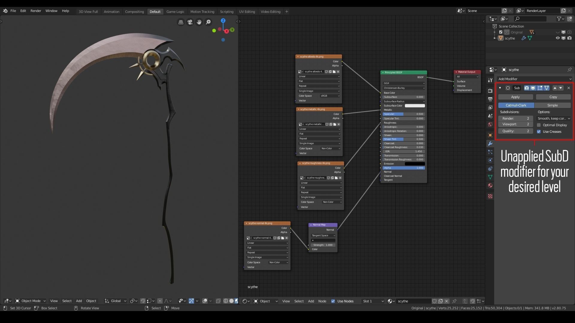 Hololive Calliope Mori Scythe  Low-poly 3D model_4