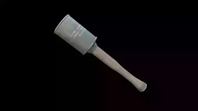 Stielhandgranate 1 wooden mallet Free low-poly 3D model