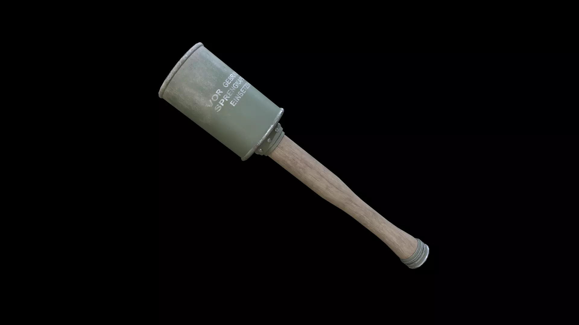 Stielhandgranate 1 wooden mallet Free low-poly 3D model