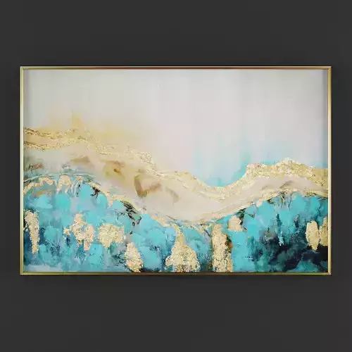 Pictures110 gold and turquoise abstract painting