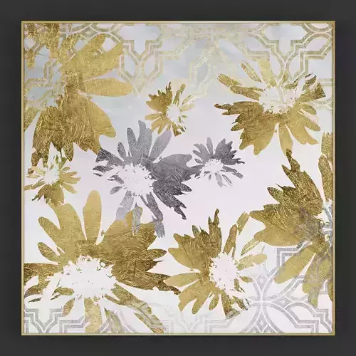 Pictures111 gold and silver floral painting 3D model