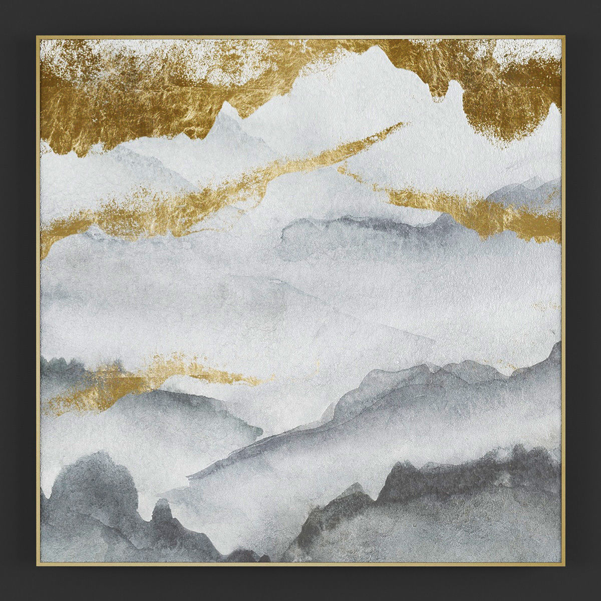 Pictures111 gold and silver floral painting 3D model_2