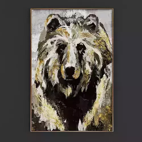 Pictures112 bear painting in gold