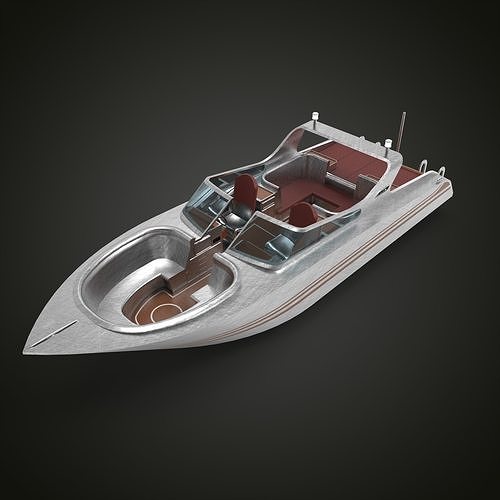 Speedboat Aluminium Low-poly 3D model