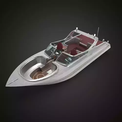 Speedboat Aluminium Low-poly 3D model