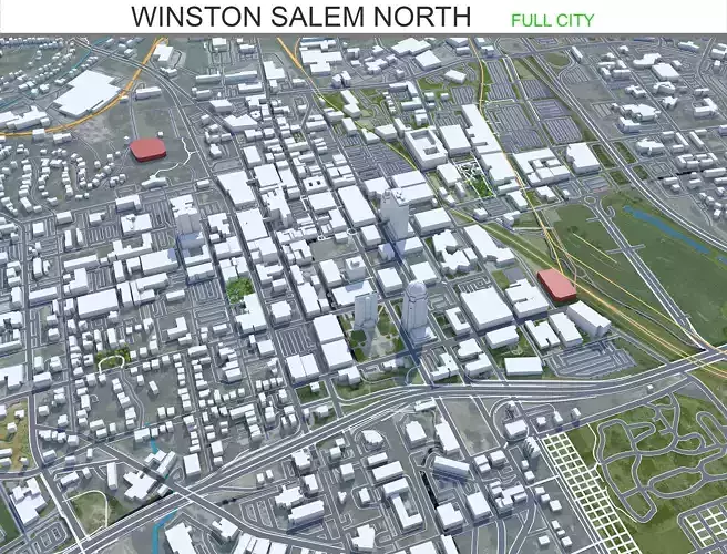 Winston Salem North Carolina USA Low-poly 3D model