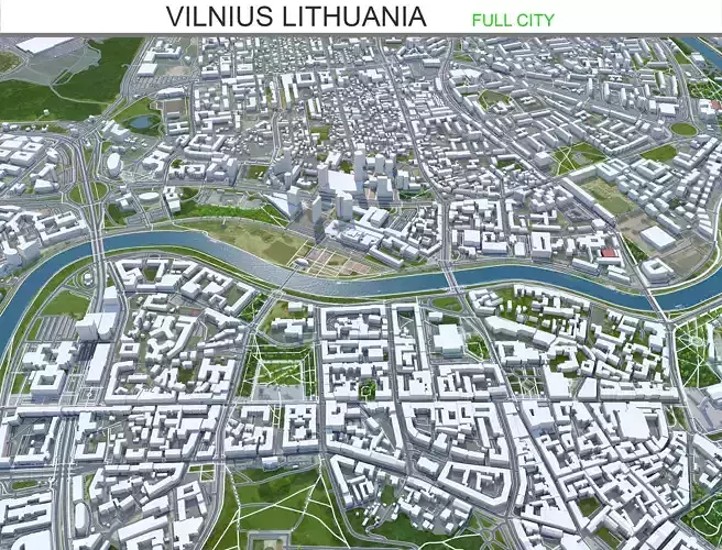 Vilnius Lithuania Low-poly 3D model