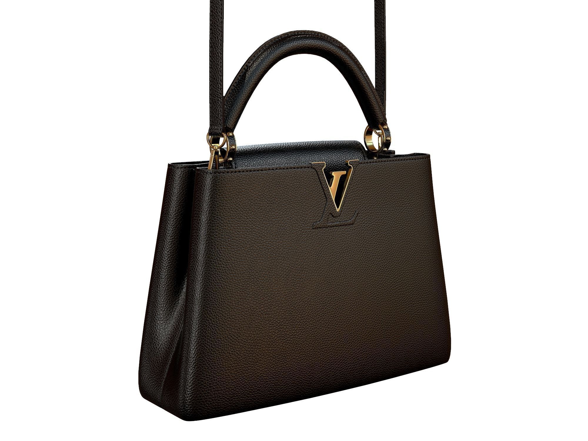 Louis Vuitton bag Capucines Black Leather 3D model_3