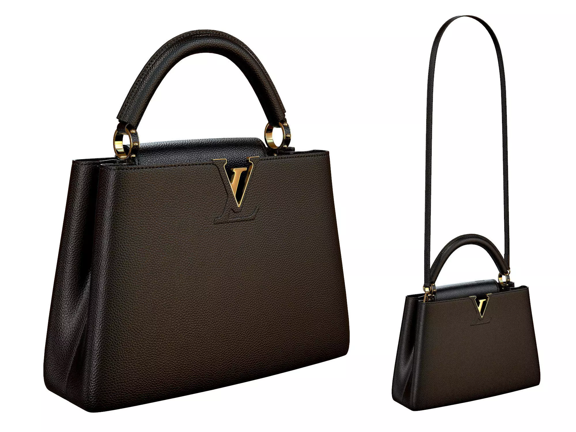 Louis Vuitton bag Capucines Black Leather 3D model_0