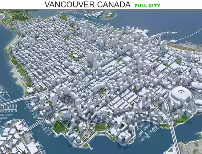 Vancouver City Canada Low-poly 3D model