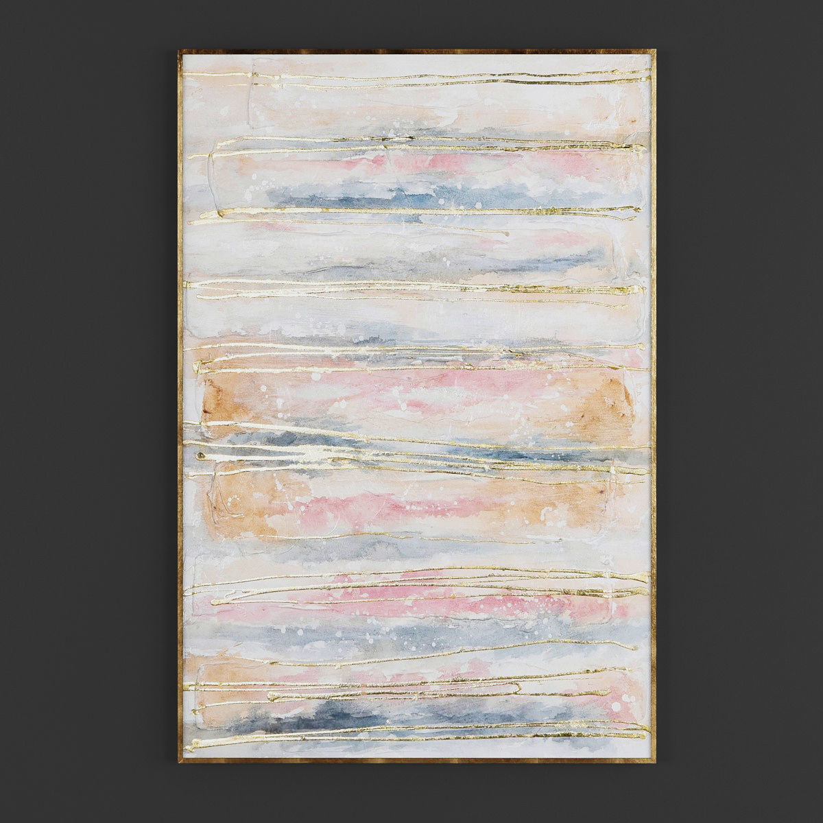 Pictures119 abstract painting gold on wall 3D model_2