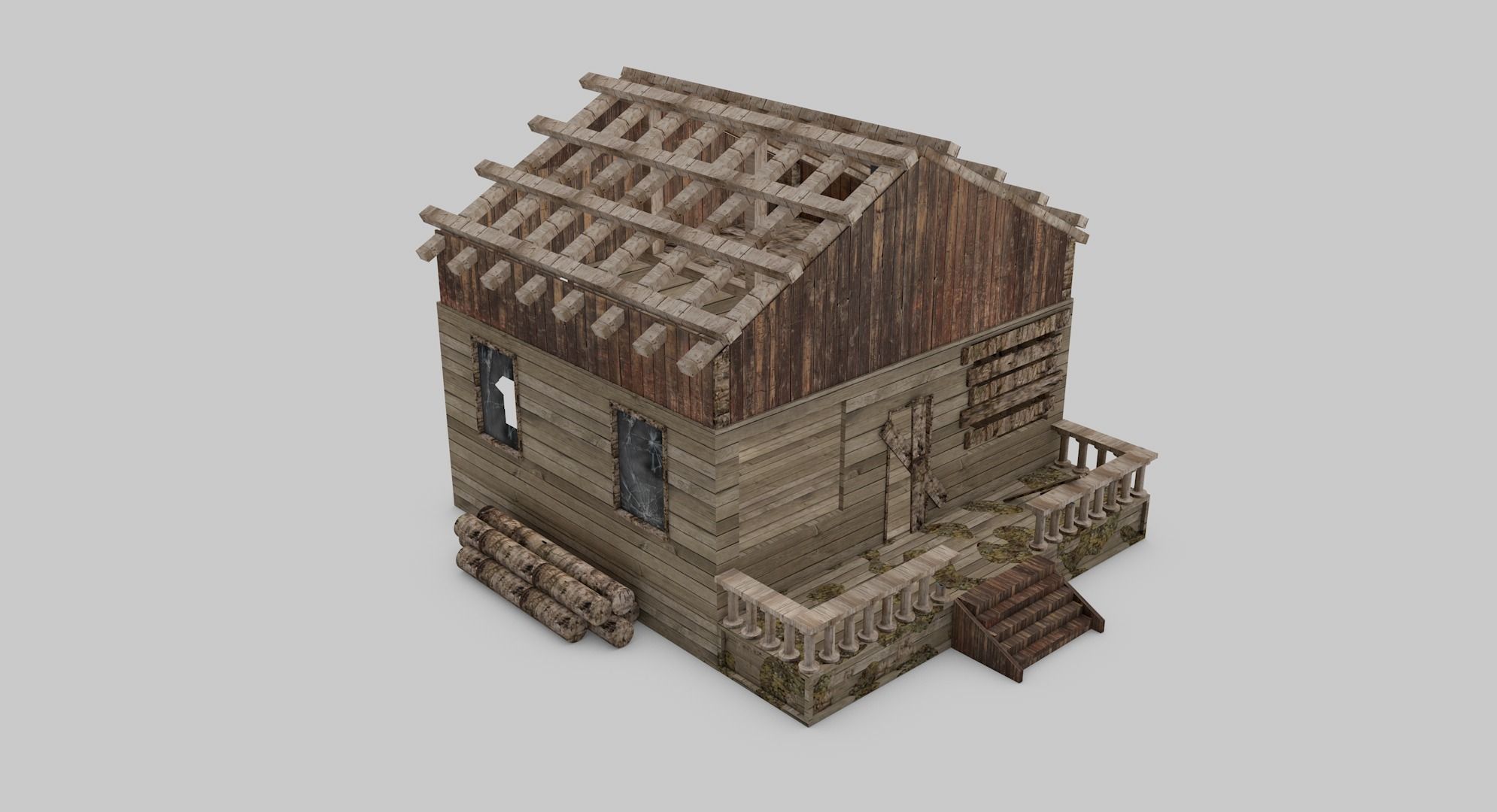 Abandoned House Free low-poly 3D model_0