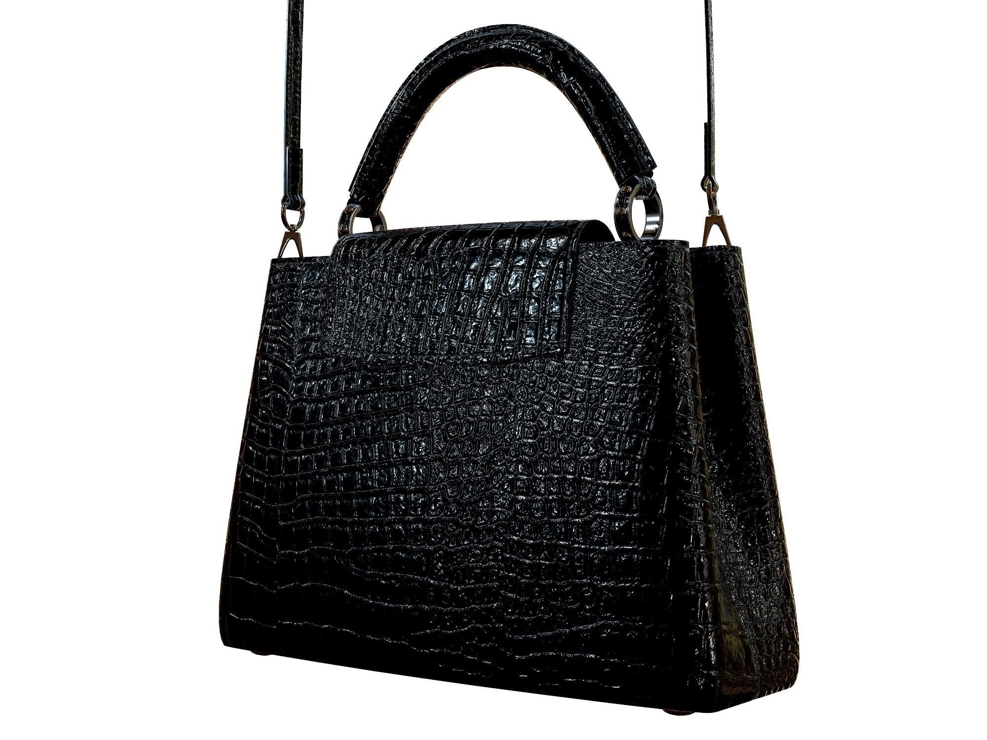 Louis Vuitton bag Capucines Black Crocodile Leather 3D model_8