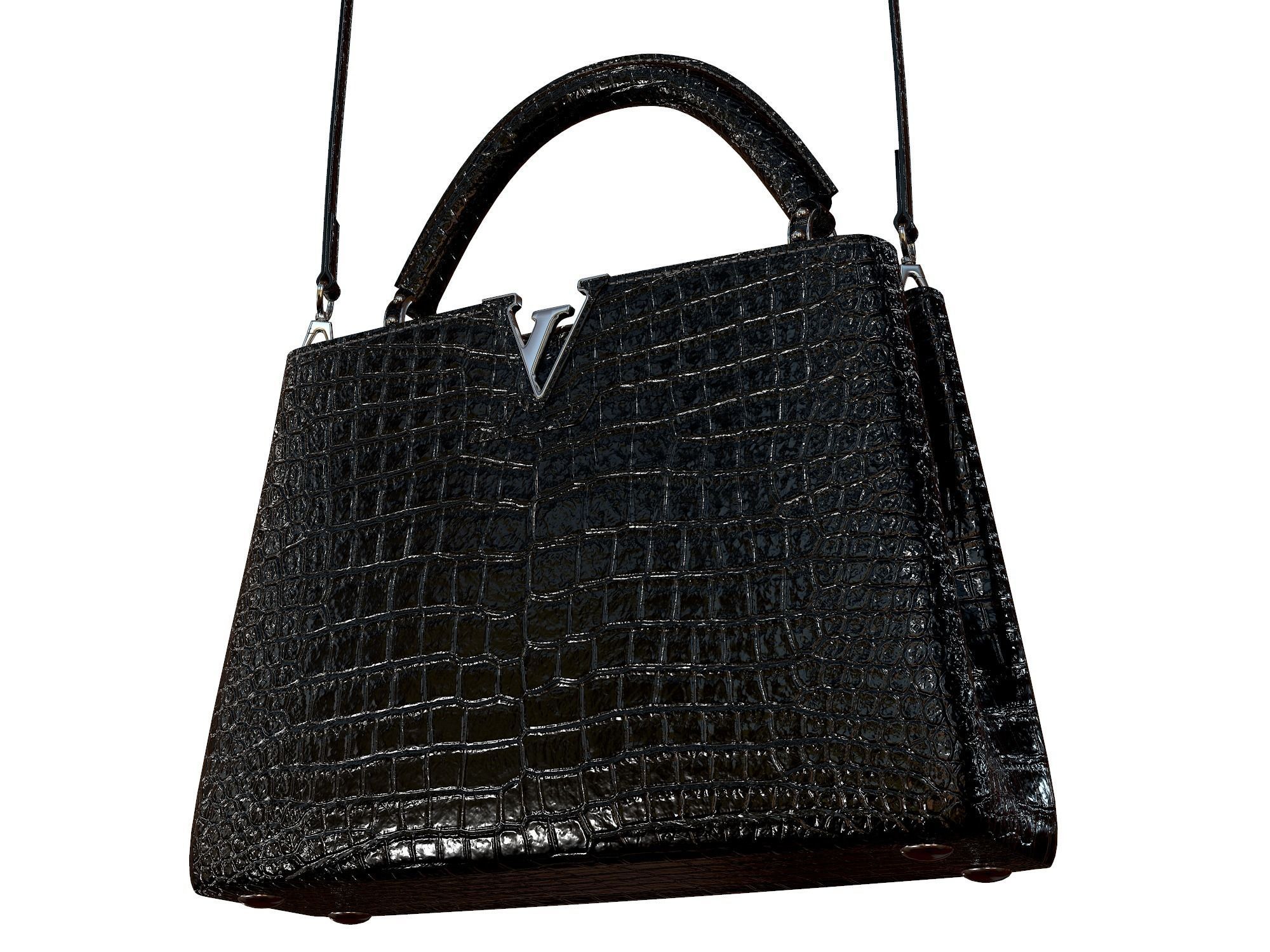 Louis Vuitton bag Capucines Black Crocodile Leather 3D model_2
