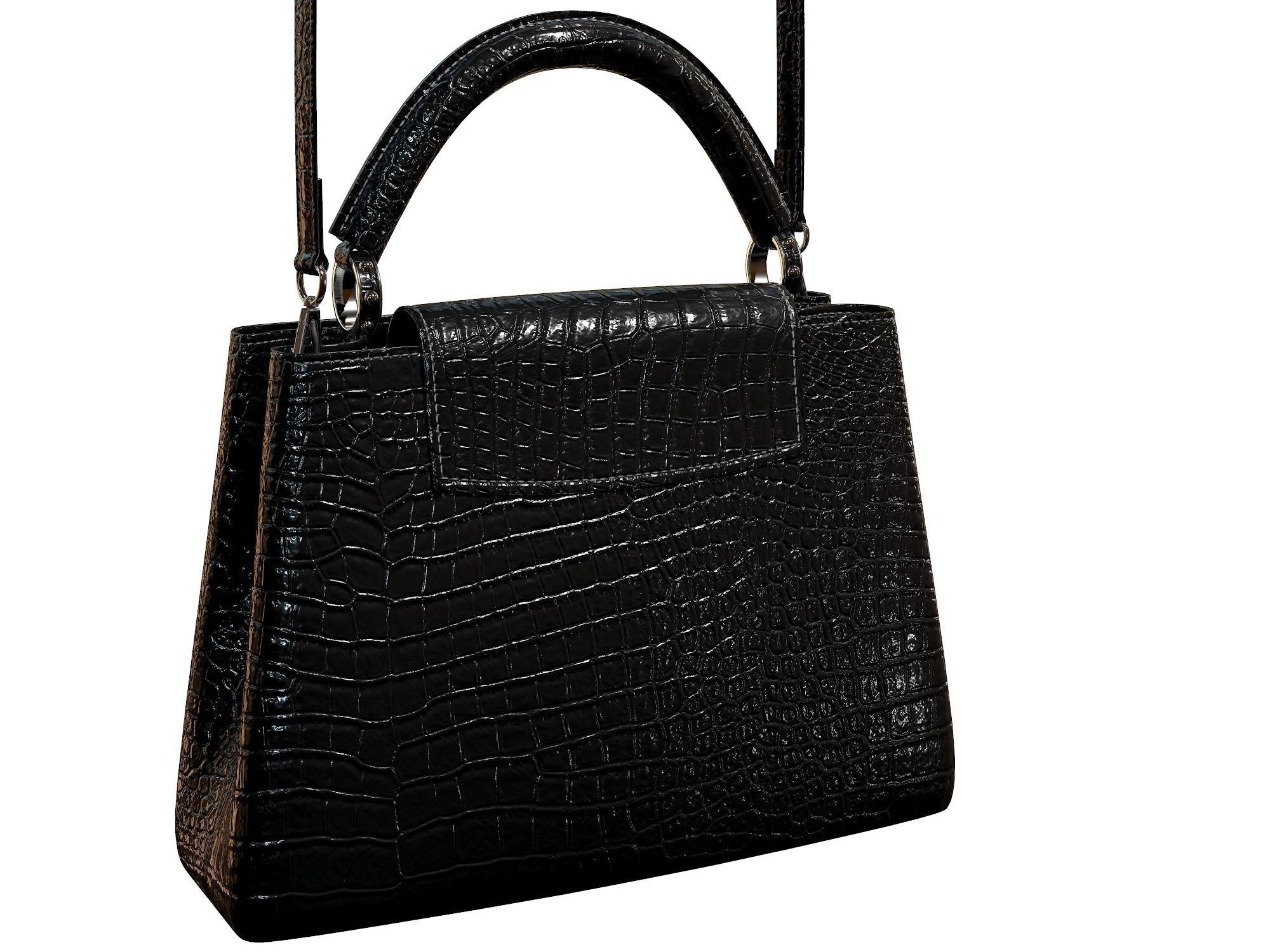 Louis Vuitton bag Capucines Black Crocodile Leather 3D model_9
