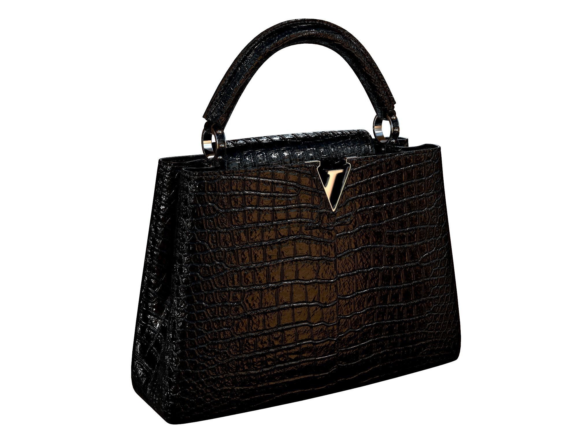 Louis Vuitton bag Capucines Black Crocodile Leather 3D model_5