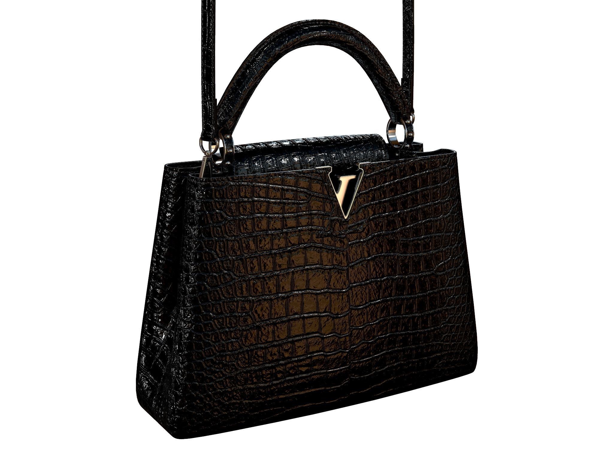 Louis Vuitton bag Capucines Black Crocodile Leather 3D model_4