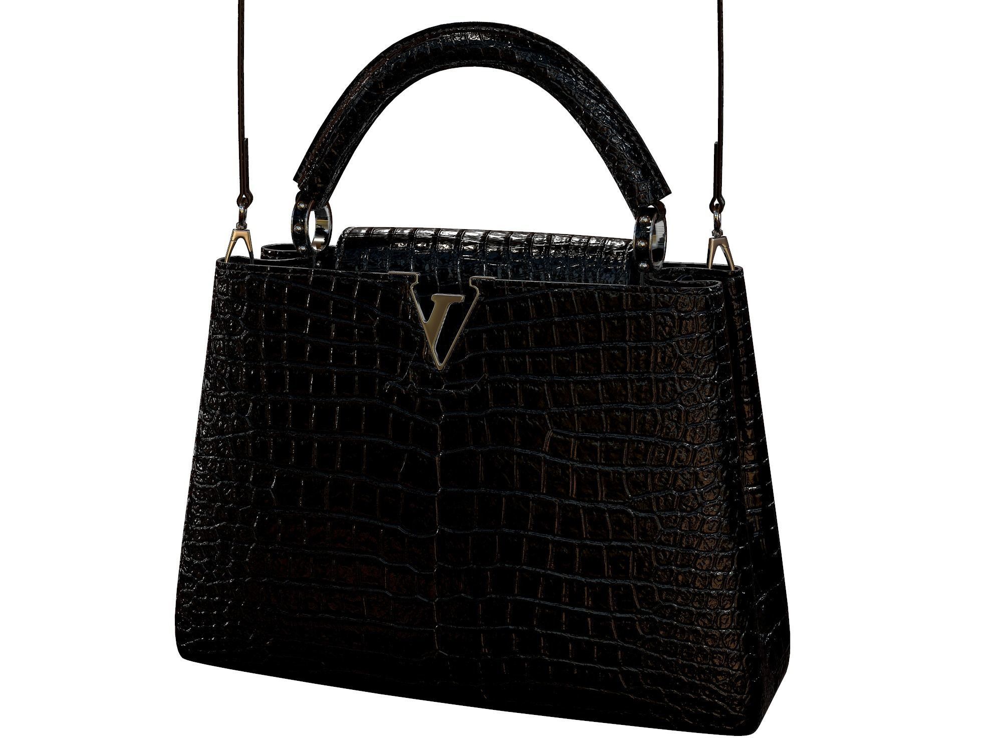 Louis Vuitton bag Capucines Black Crocodile Leather 3D model_10