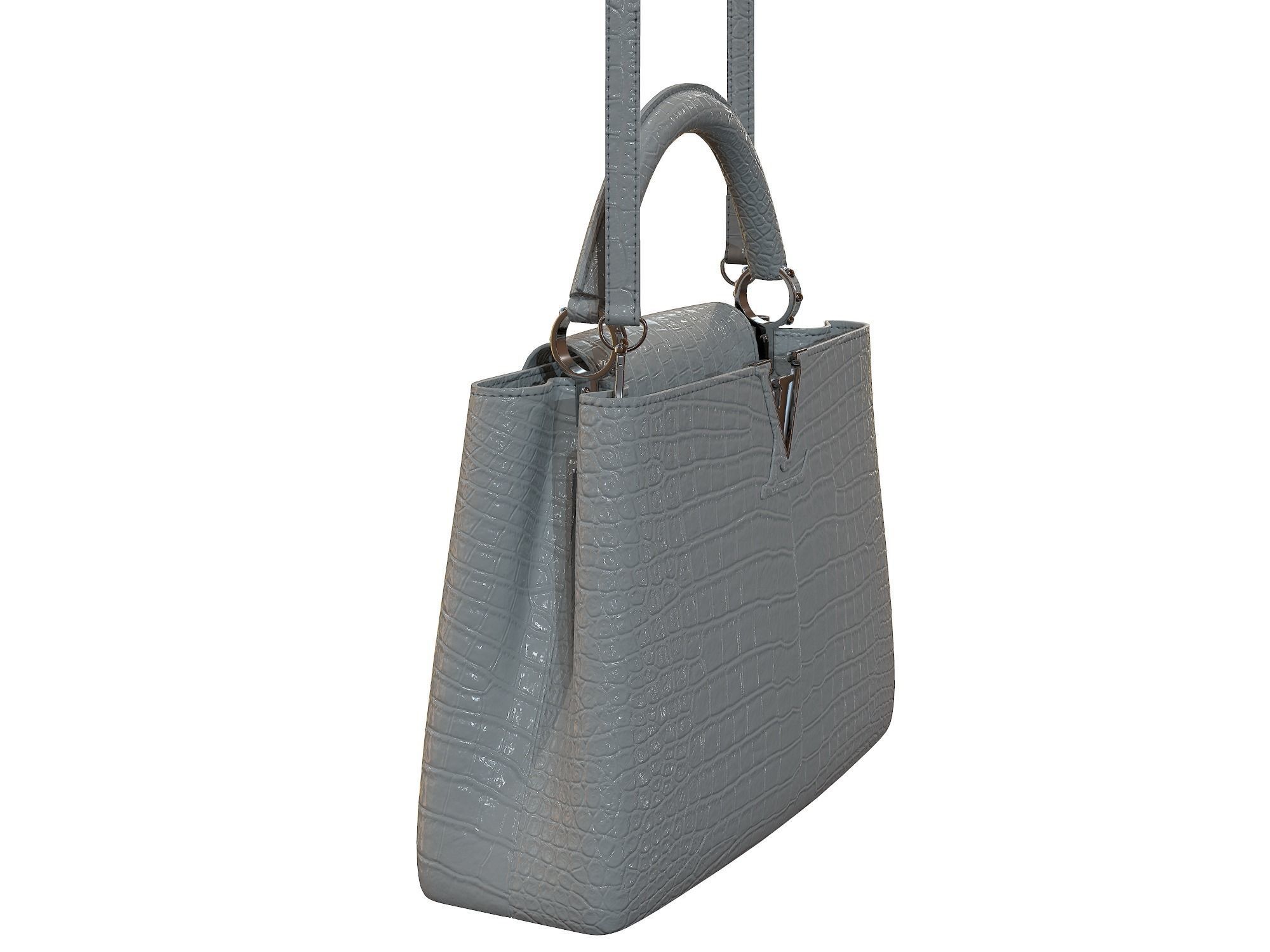 Louis Vuitton bag Capucines Gray Crocodile Leather 3D model_5