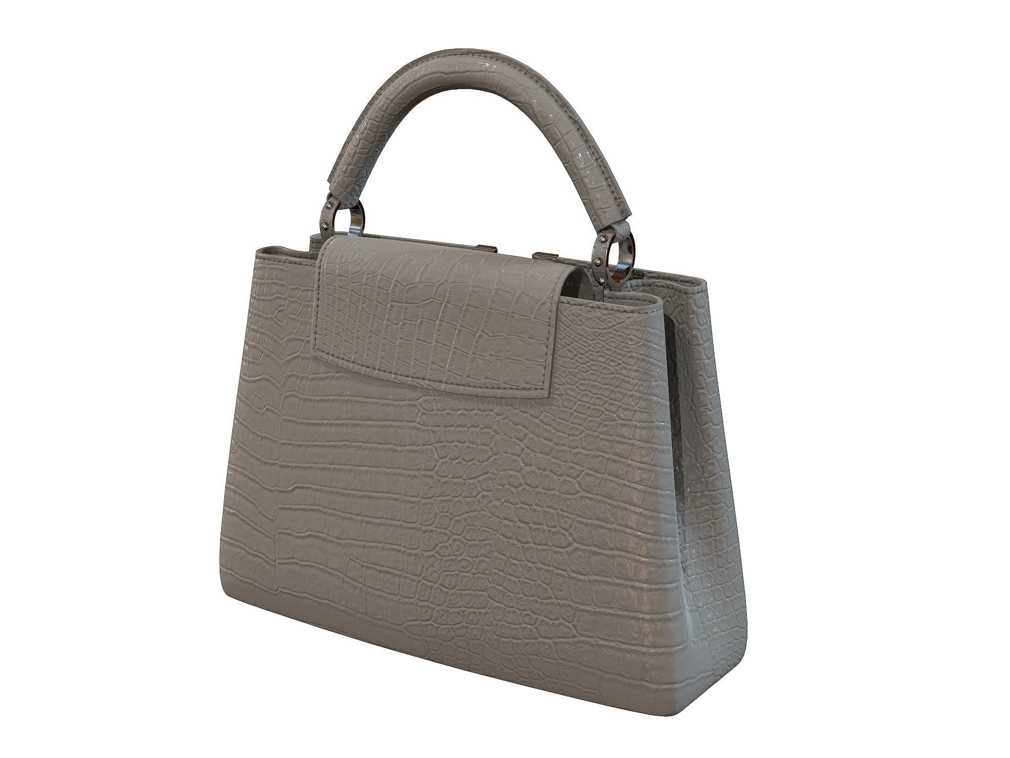Louis Vuitton bag Capucines Gray Crocodile Leather 3D model_7