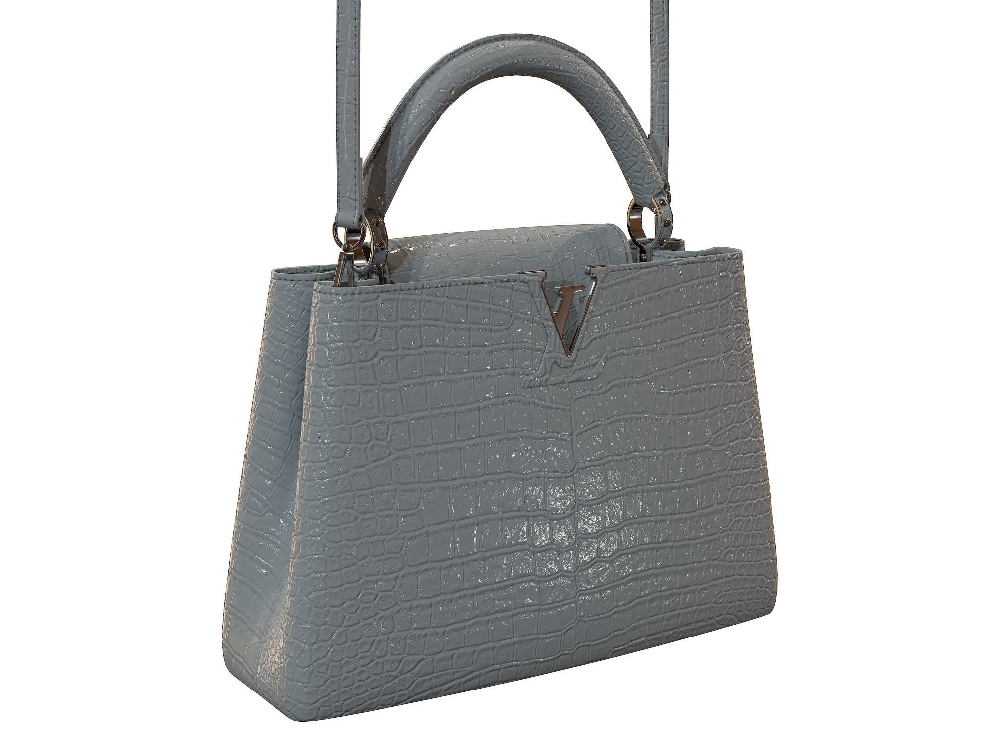 Louis Vuitton bag Capucines Gray Crocodile Leather 3D model_2