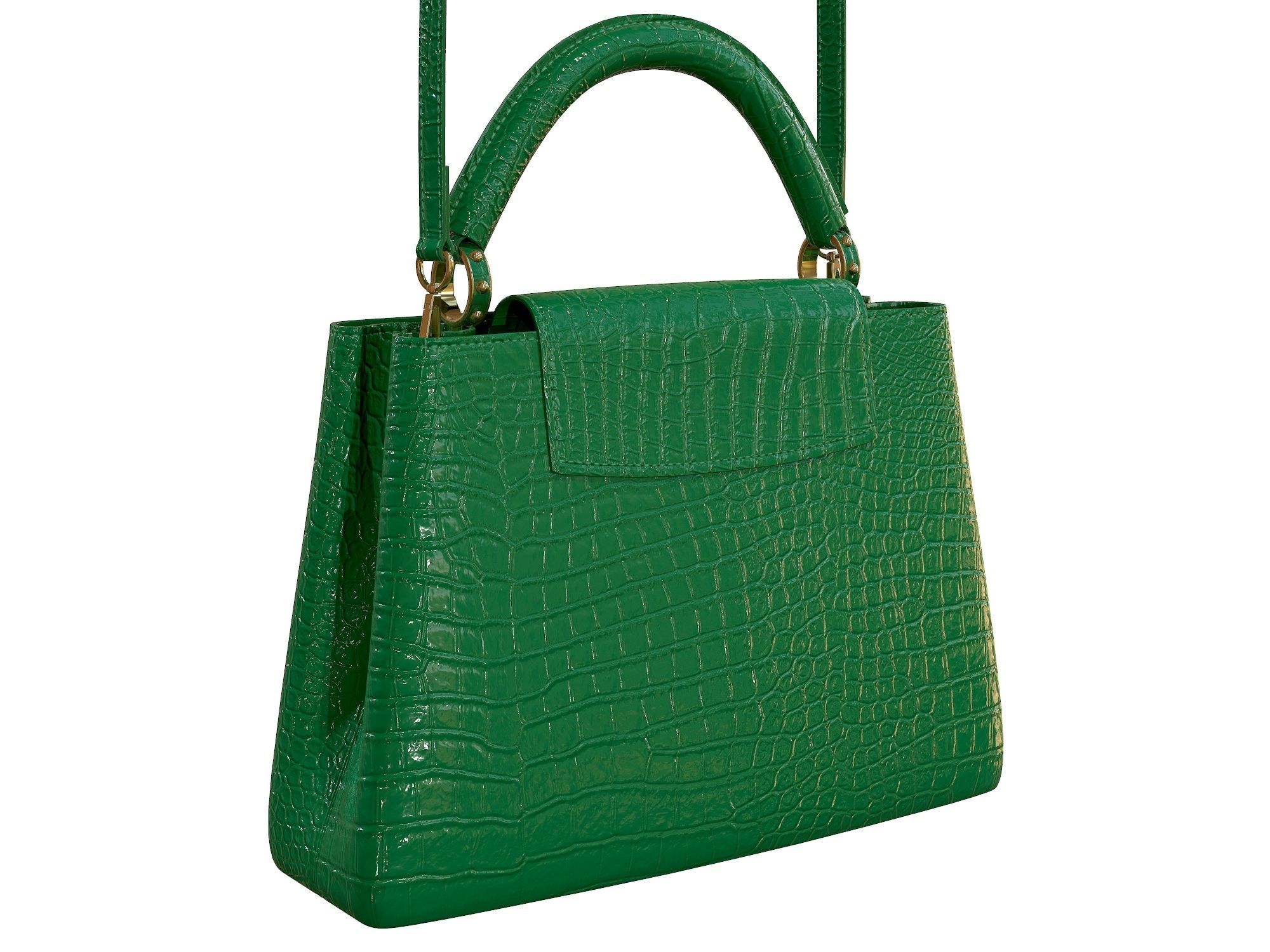 Louis Vuitton bag Capucines Green Crocodile Leather 3D model_9