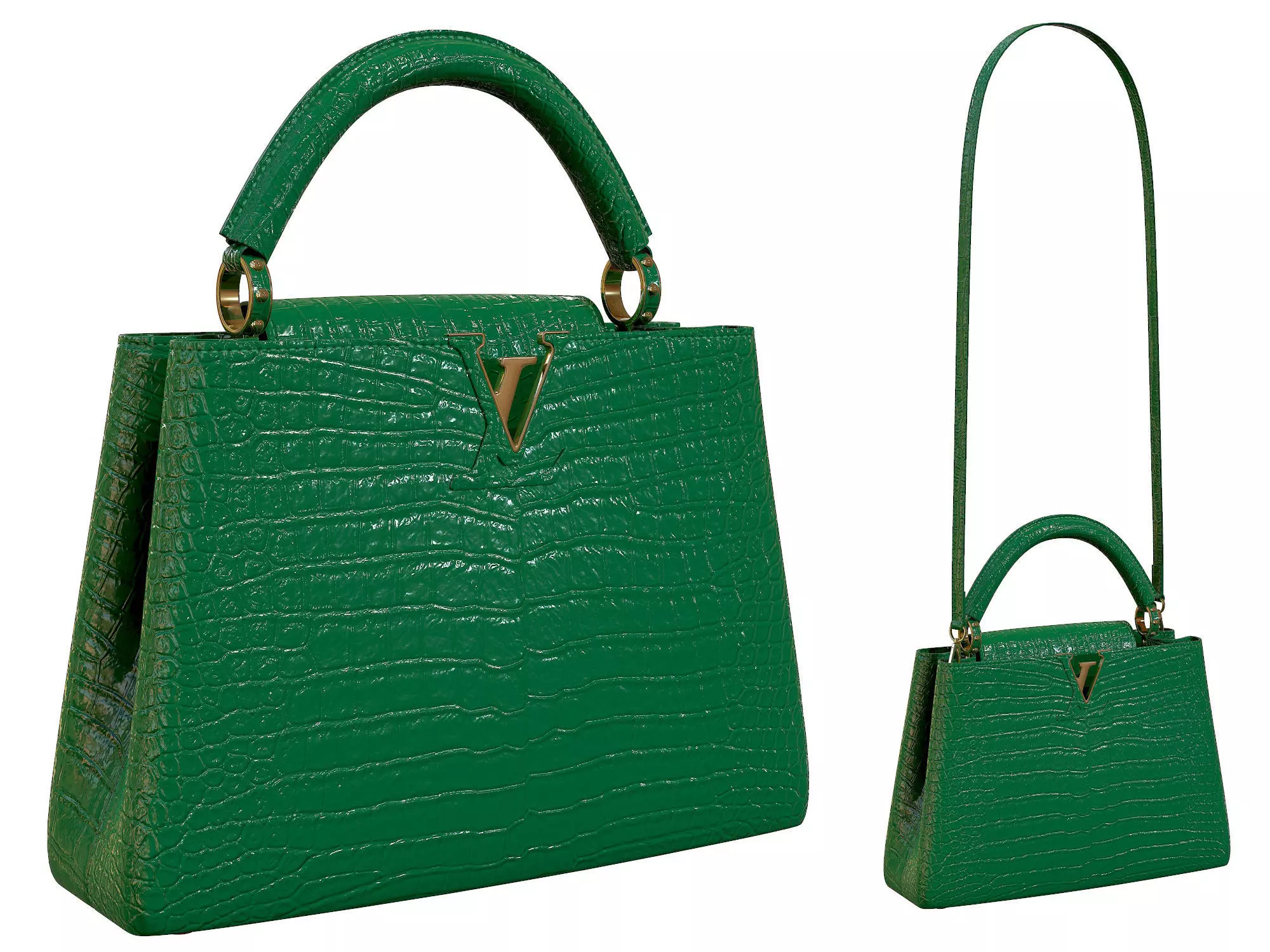 Louis Vuitton bag Capucines Green Crocodile Leather 3D model_0