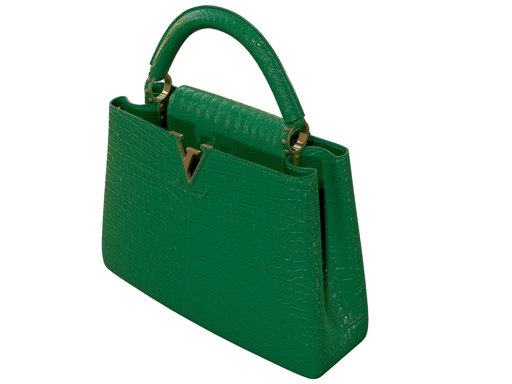 Louis Vuitton bag Capucines Green Crocodile Leather 3D model_7