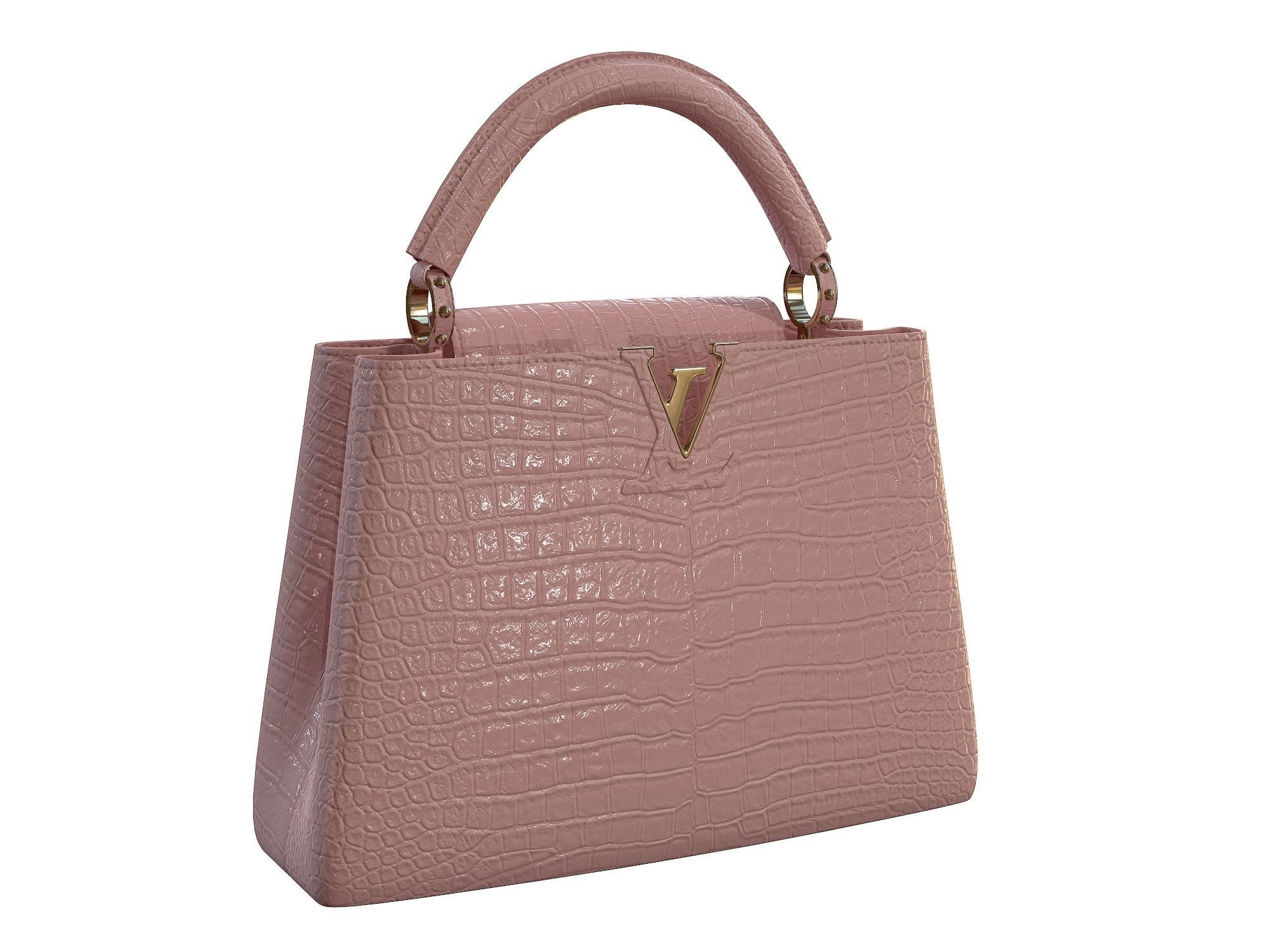 Louis Vuitton bag Capucines Pink Crocodile Leather 3D model_6