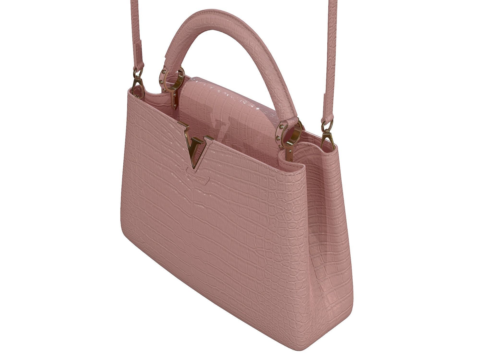 Louis Vuitton bag Capucines Pink Crocodile Leather 3D model_4