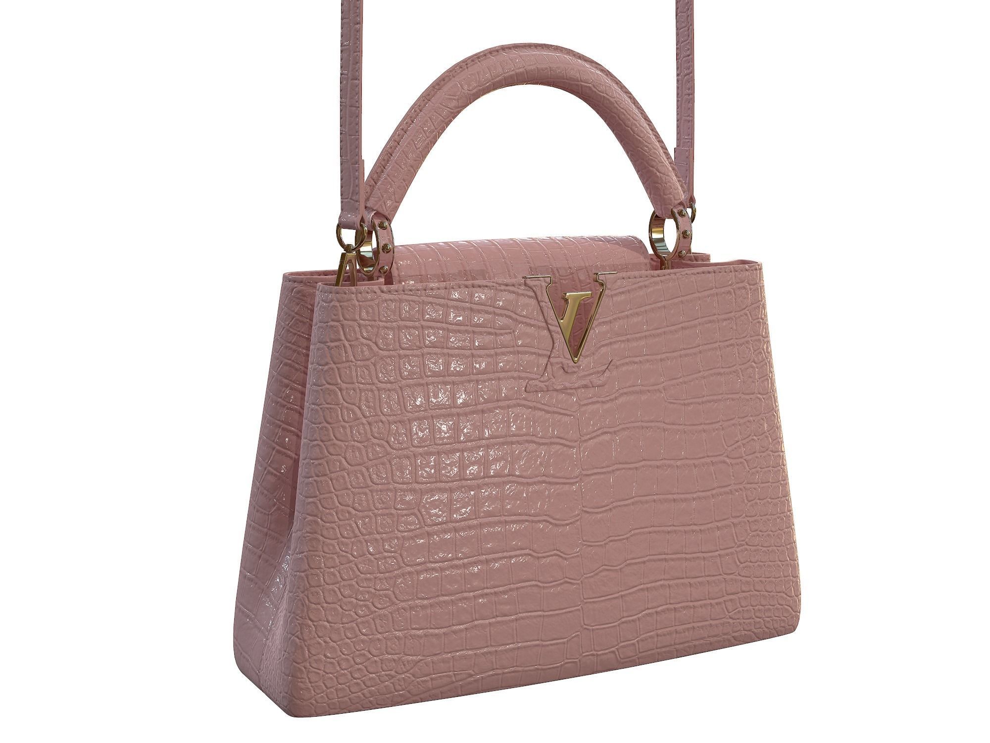 Louis Vuitton bag Capucines Pink Crocodile Leather 3D model_5