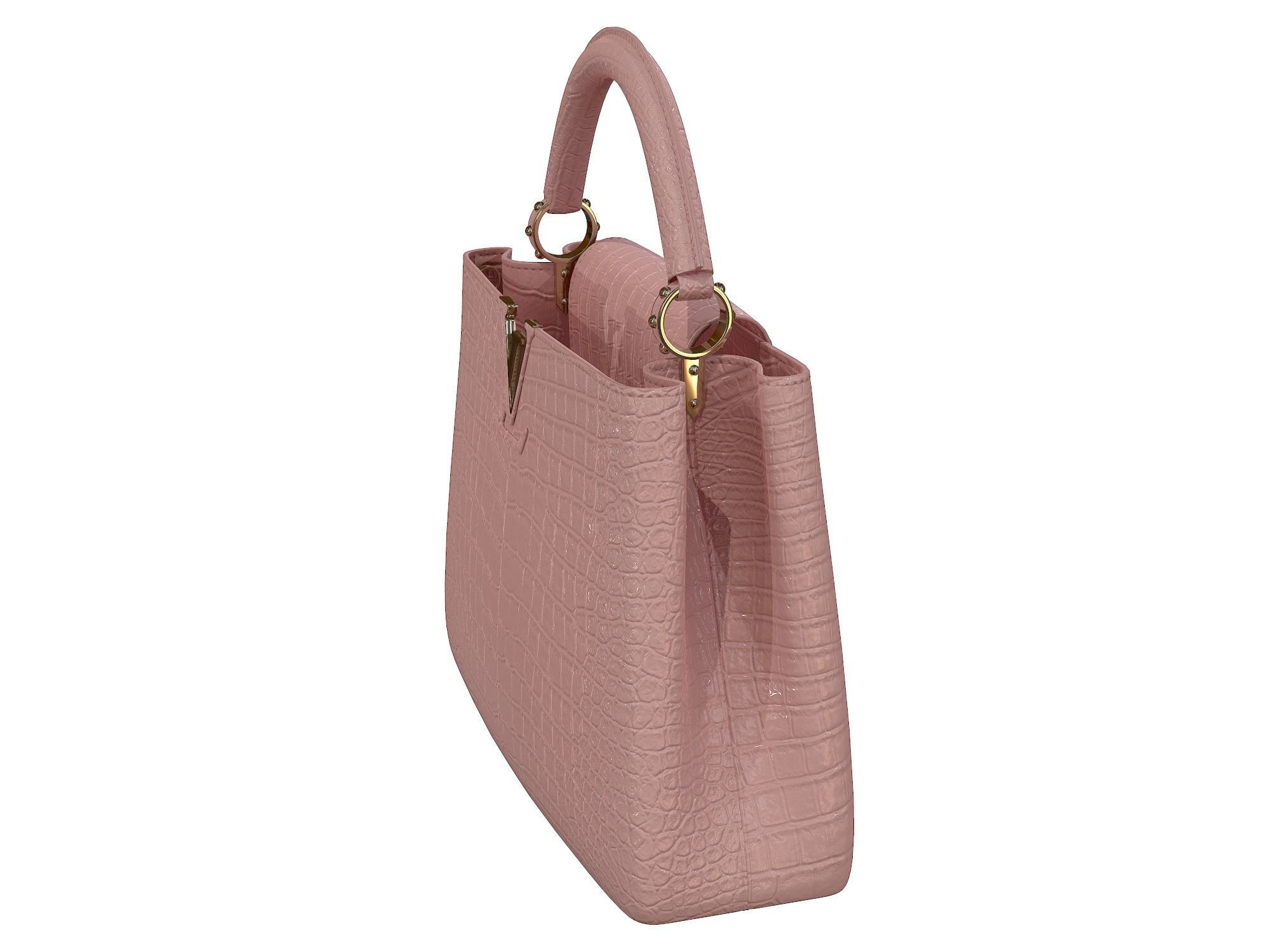 Louis Vuitton bag Capucines Pink Crocodile Leather 3D model_12