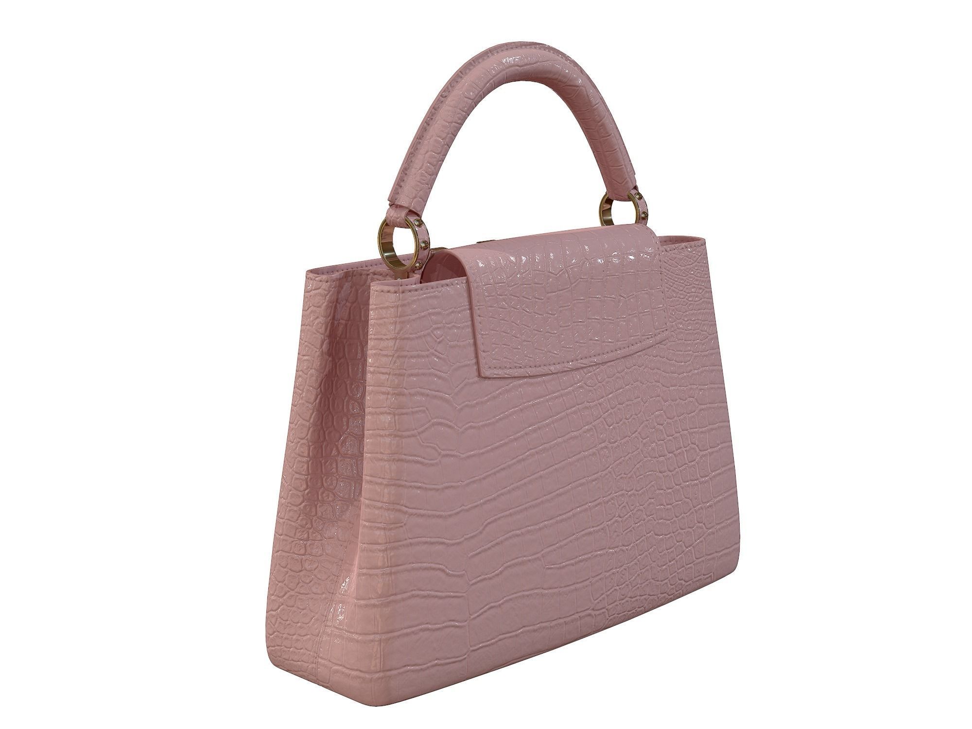Louis Vuitton bag Capucines Pink Crocodile Leather 3D model_11