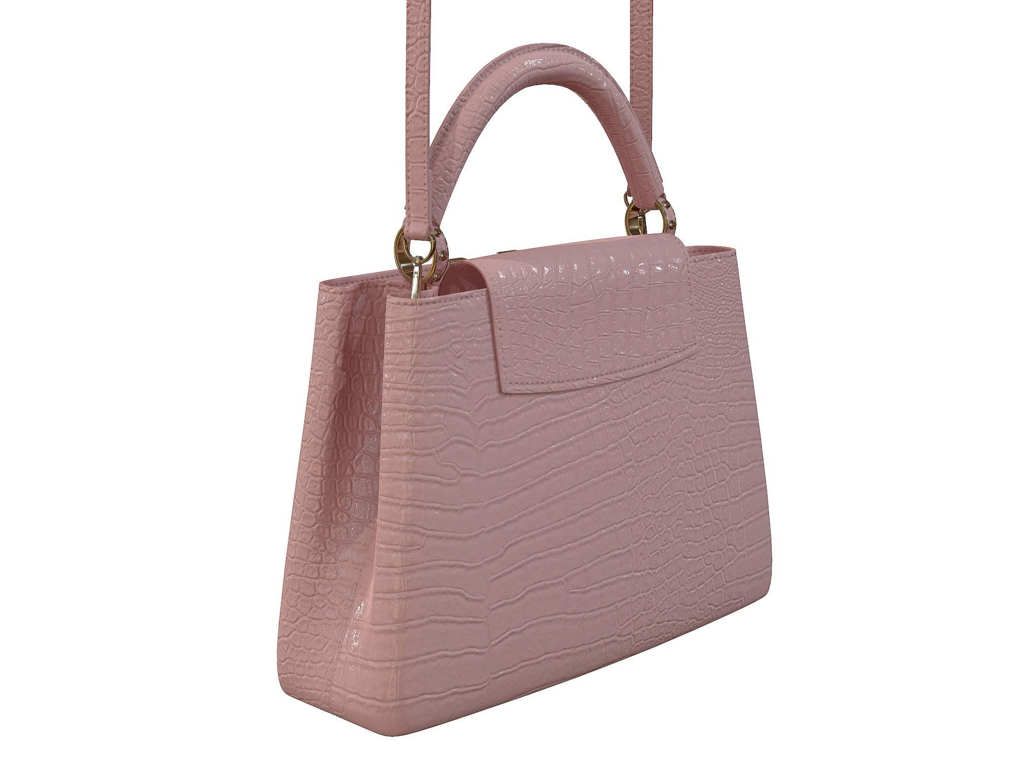 Louis Vuitton bag Capucines Pink Crocodile Leather 3D model_10