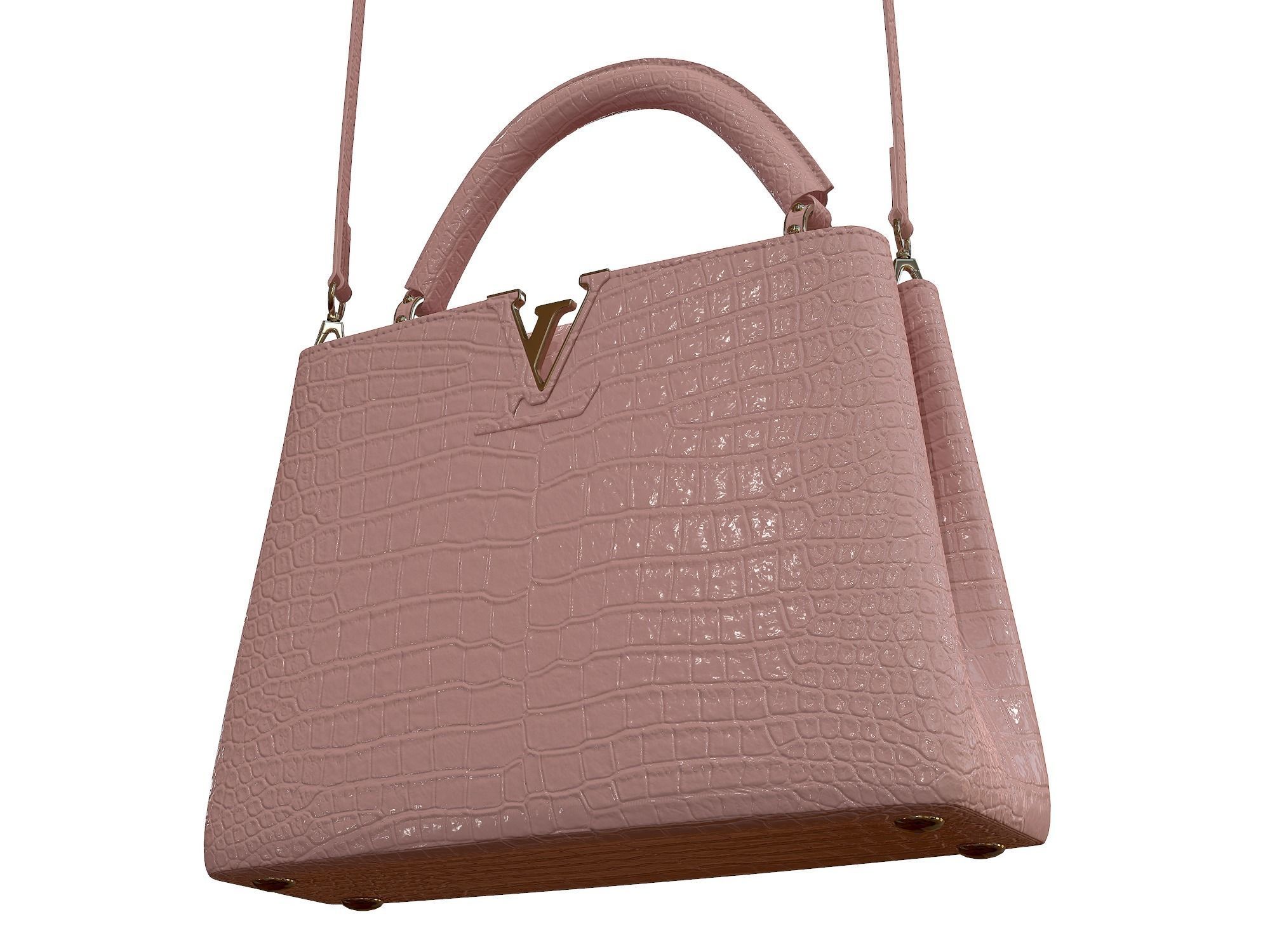 Louis Vuitton bag Capucines Pink Crocodile Leather 3D model_2