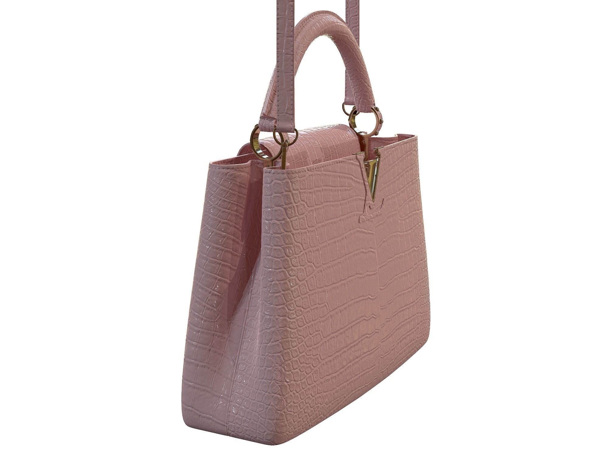 Louis Vuitton bag Capucines Pink Crocodile Leather 3D model_9