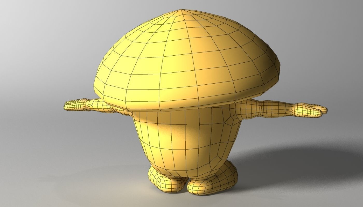 Cartoon Mushroom Character Rigged and Animated Low-poly 3D model_7