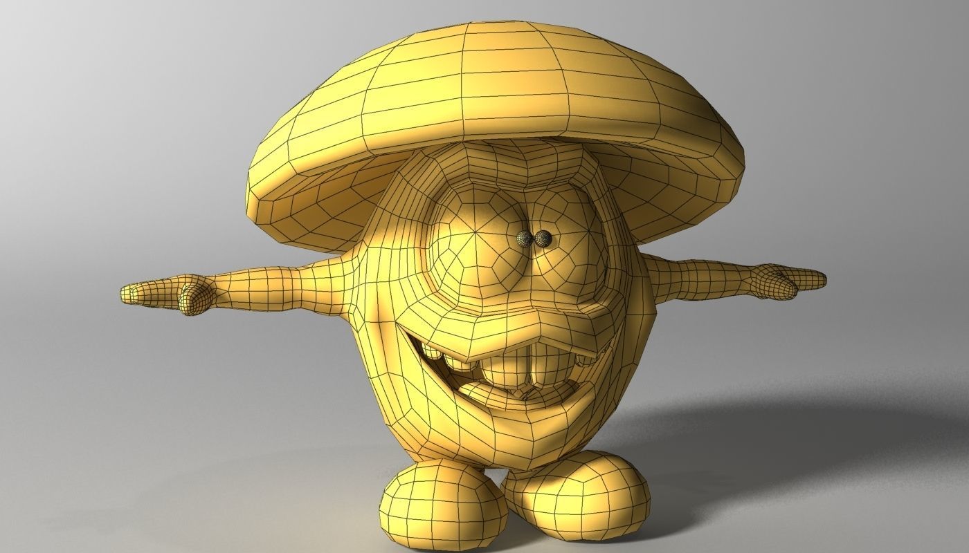 Cartoon Mushroom Character Rigged and Animated Low-poly 3D model_5