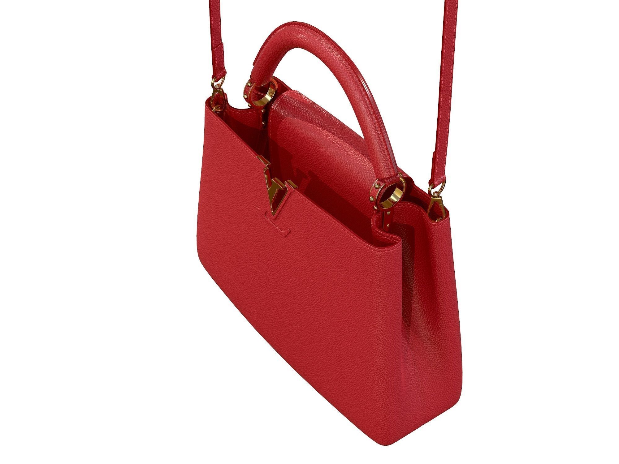 Louis Vuitton bag Capucines Red Leather 3D model_9