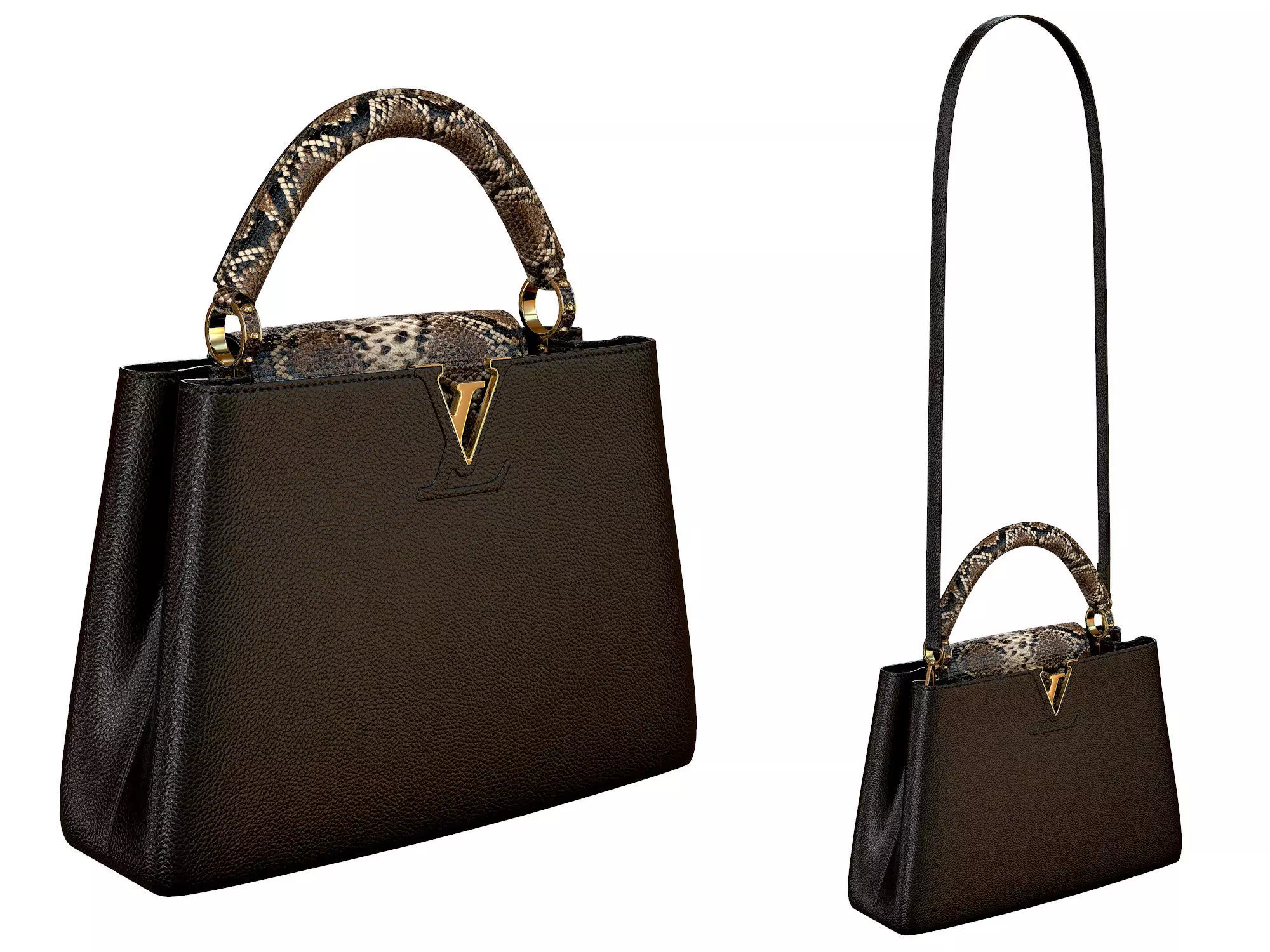 Louis Vuitton bag Capucines Black Snake Leather 3D model_0