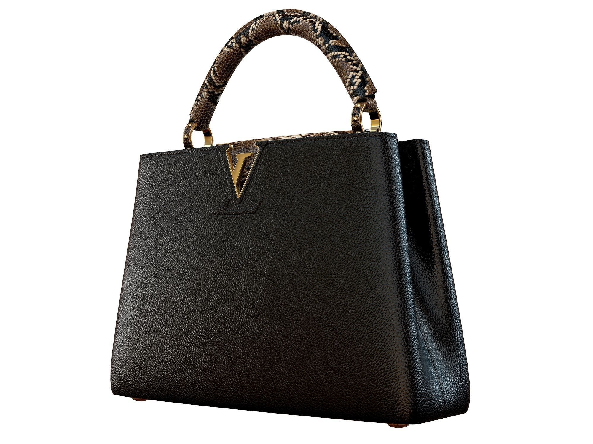 Louis Vuitton bag Capucines Black Snake Leather 3D model_8