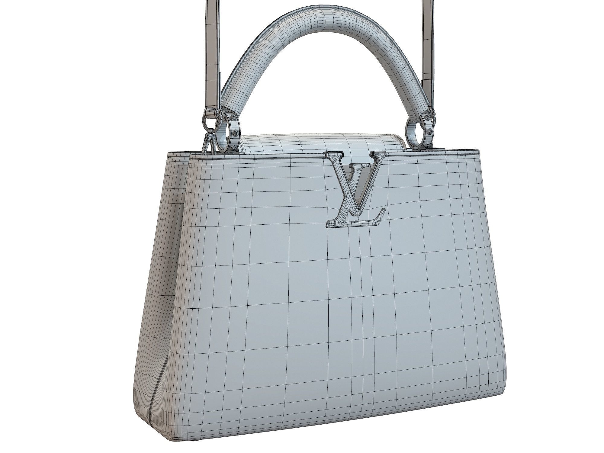 Louis Vuitton bag Capucines BlackWhite Snake Leather 3D model_9