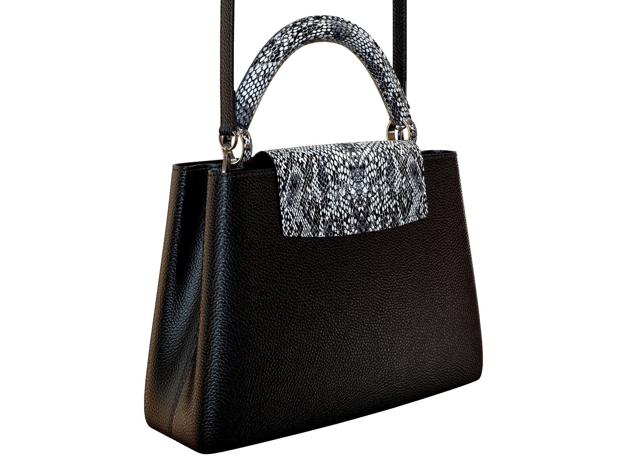 Louis Vuitton bag Capucines BlackWhite Snake Leather 3D model_5