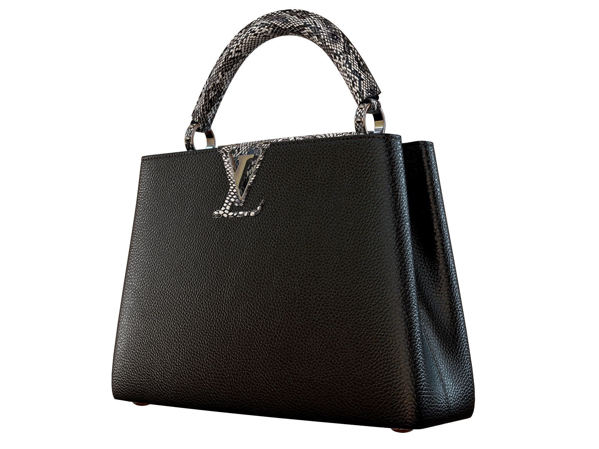 Louis Vuitton bag Capucines BlackWhite Snake Leather 3D model_1