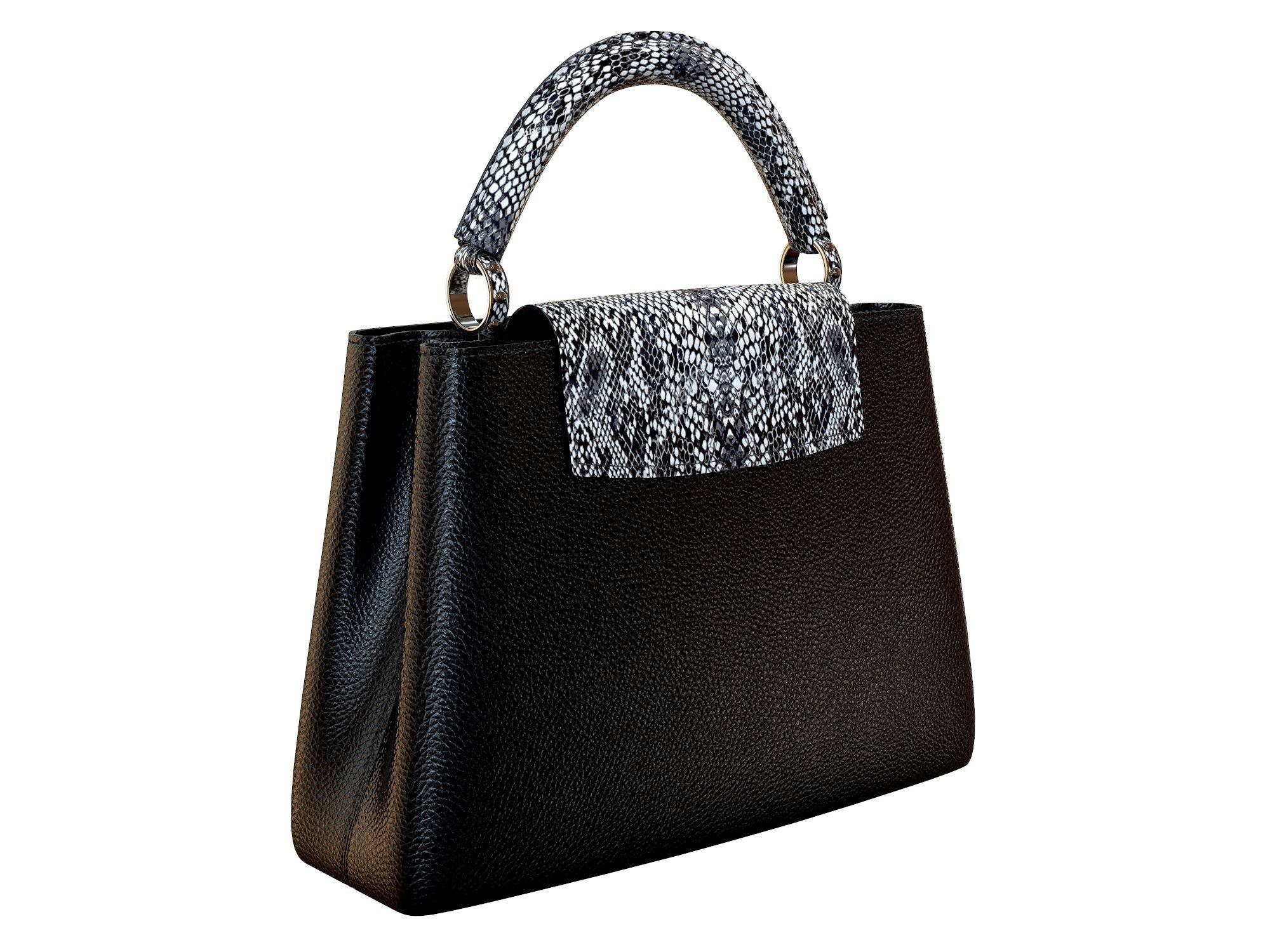 Louis Vuitton bag Capucines BlackWhite Snake Leather 3D model_6